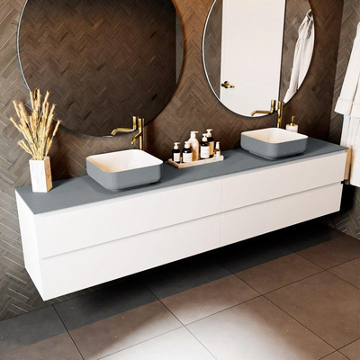 Mondiaz TOP 30 Plan sous vasque - 230x30x0.9cm - compatible comme plan de meuble - solid surface - Plata