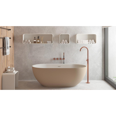 Ideavit Solidera vrijstaand bad - 170x80x55cm - incl. pop-up afvoer - grijs beige mat