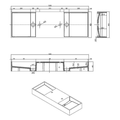 Best Design Dubbel 120 wastafel Just Solid 120x40x15cm