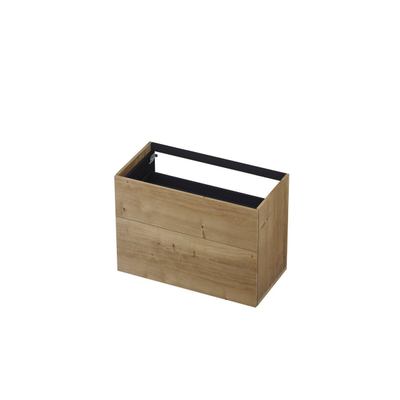 INK Wastafelonderkast - 90x45x65cm - 2 lades - push to open - met rechte opdekfronten - MDF - Ash grey