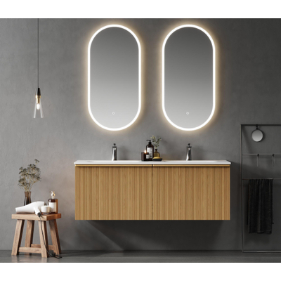 Saniclass Terra Wastafelonderkast - 140cm - 4 lades - ribbel front - sandwood