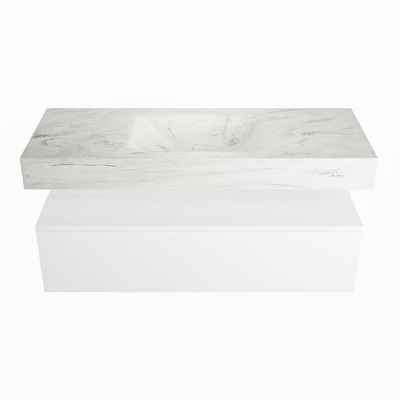 MONDIAZ ALAN - DLUX Badkamermeubelset - 120cm - onderkast - Talc - 1 lade - vrijhangende wastafel - wasbak midden - 1 kraangat - Opalo