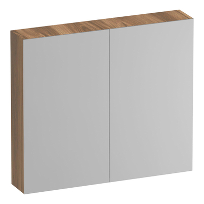 BRAUER Impress Deluxe spiegelkast - 80x70x15cm - interne en externe verlichting - 2 dubbelzijdige spiegeldeuren - Honey
