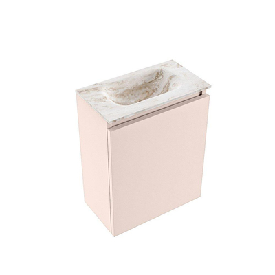 MONDIAZ TURE-DLUX Meuble de toilettes 40 cm Rosee. Lavabo EDEN Frappe position milieu. Sans trou de robinet.