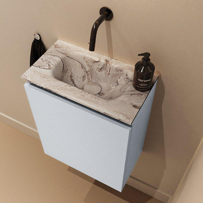 MONDIAZ TURE-DLUX Meuble toilette - 40cm - Clay - EDEN - vasque Glace - position centrale - sans trou de robinet