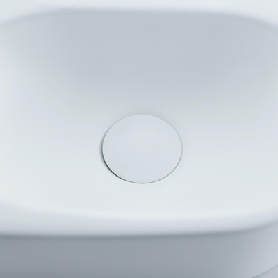 QeramiQ Fuente Ensemble de Lavabo - 40x21.5x12cm - lisse - demi-rond - céramique - ensemble de robinet blanc mat - bouchon de vidange - siphon abaissé - blanc mat