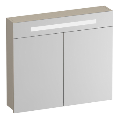 BRAUER Promise spiegelkast – 80x70x15 cm – directe LED boven – 2 deuren – Beige mat
