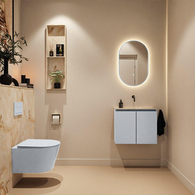 MONDIAZ TURE-DLUX 60cm toiletmeubel Clay. EDEN wastafel Frappe positie midden. Zonder kraangat.