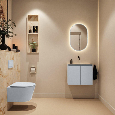 MONDIAZ TURE-DLUX Meuble toilette - 60cm - Clay - EDEN - vasque Frappe - position centrale - sans trou de robinet