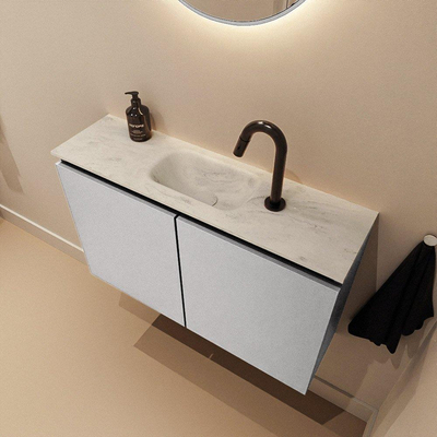MONDIAZ TURE-DLUX Meuble WC 80cm Plata. EDEN lavabo Opalo position milieu. Avec 1 trou de robinet.