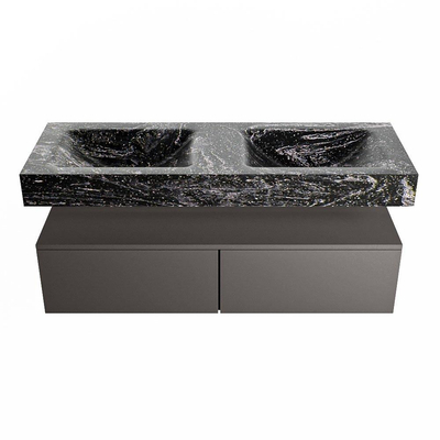 MONDIAZ ALAN - DLUX Badkamermeubelset - 130cm - onderkast - Dark grey - 2 lades - vrijhangende wastafel - 2 wasbakken - 2 kraangaten - Lava