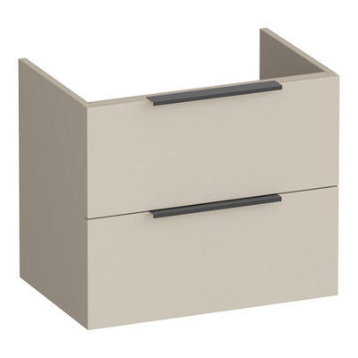 BRAUER Elevate wastafelonderkast ondiep 60 excl. opleggrepen 2 softclose lades en 1 sifon uitsparing - mat beige