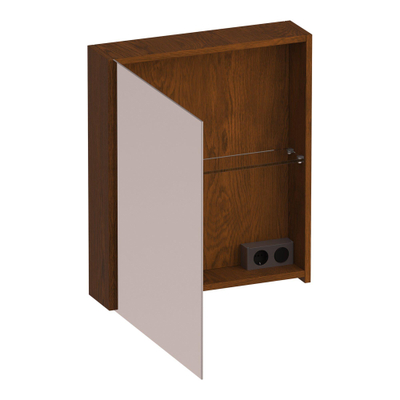 BRAUER Impress spiegelkast - 60x70x15cm - zonder verlichting - met 1 linksdraaiende dubbelzijdige spiegeldeur - lamellen eiken bruin
