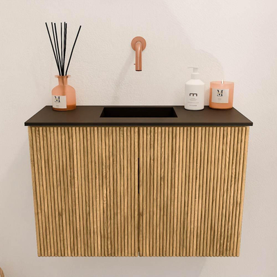 Mondiaz JOYA 60cm meuble de salle de bains WC - couleur Oak - Vasque FAYE position Milieu Sans trou de robinet couleur Urban.