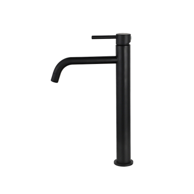 Fortifura Calvi Slim wastafelkraan - opbouw - hoog - 1-gats - voorsprong 16.8cm - mat zwart