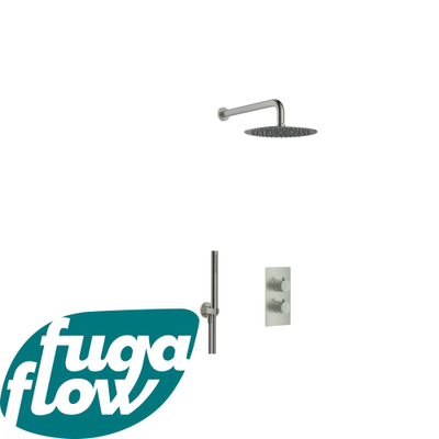 FugaFlow Eccelente Sobrado Badkamer inbouw regendoucheset met thermostaat 25cm hoofddouche incl. staaf handdouche gunmetal PVD