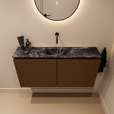 MONDIAZ TURE-DLUX Meuble toilette - 100cm - Rust - EDEN - vasque Lava - position centrale - sans trou de robinet