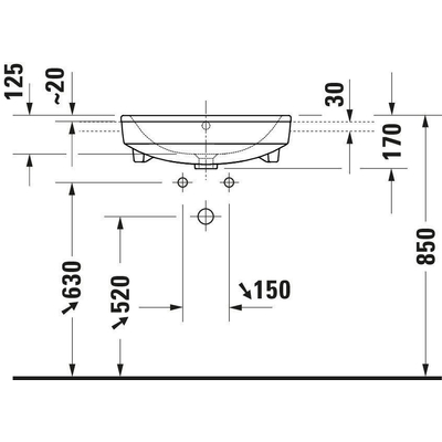 Duravit No.1 lavabo encastré 55x46x17cm semi-encastré Blanc brillant