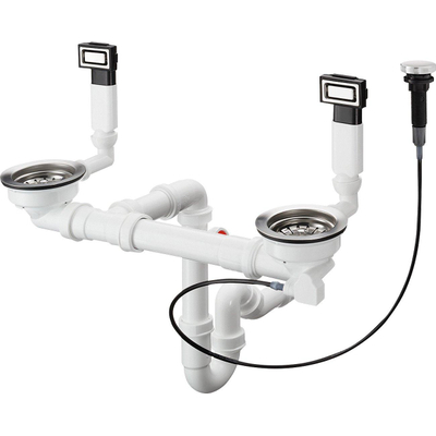Hansgrohe afvoerset v. dubbele waskom stainless steel optic