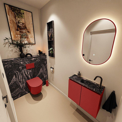 MONDIAZ TURE-DLUX meuble de toilettes 60 cm Fire. Lavabo EDEN Lava position droite. Avec 1 trou de robinet.
