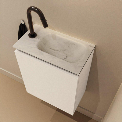 MONDIAZ TURE-DLUX Meuble de WC 40cm Talc. EDEN lavabo Opalo position droite. Avec 1 trou de robinet.