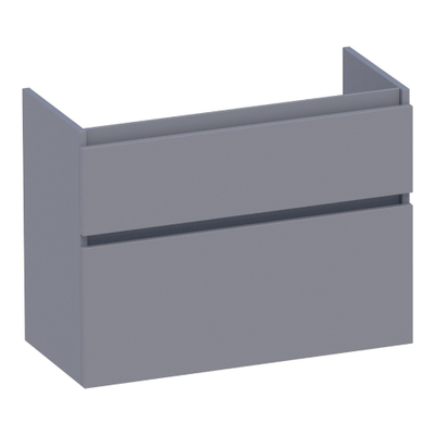BRAUER Delight meuble sous-lavabo peu profond - 80x39x60cm - 2 tiroirs à fermeture douce - sans poignées - 1 découpe pour siphon - gris mat