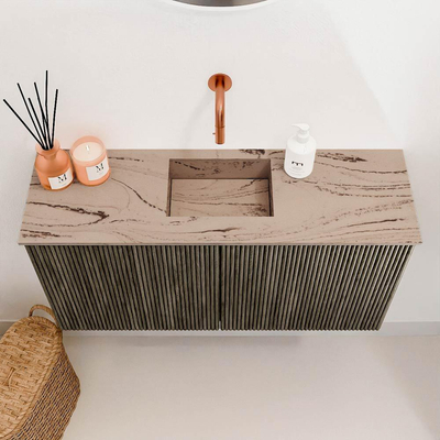 Mondiaz JOYA-DLUX Meuble de salle de bains 80cm - couleur Shadow - Vasque FAYE position Milieu Sans trou de robinet couleur Arena