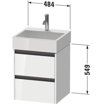 Duravit ketho 2 meuble sous lavabo avec 2 tiroirs 48.4x46x54.9cm avec poignées anthracite graphite super mat