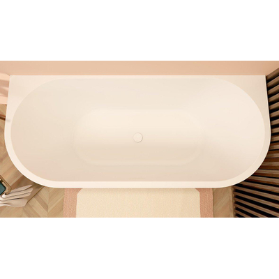 Wiesbaden Liora baignoire demi-îlot 180 x 80 cm acrylique mat blanc avec bonde mat blanc