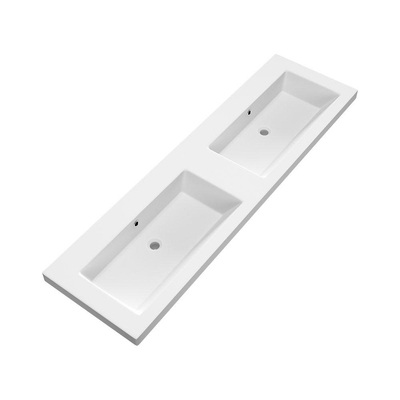 BRAUER Solar Medium wastafel 160x46x5cm - 2 wasbakken - 0 kraangaten - mineraalmarmer - mat wit