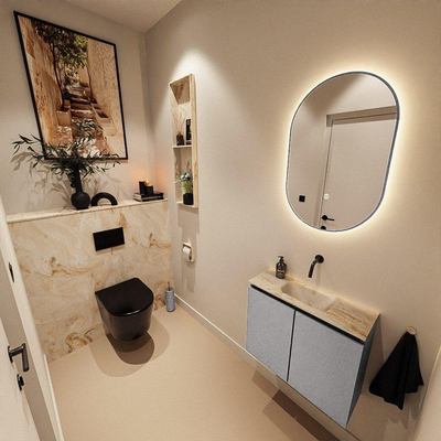 MONDIAZ TURE-DLUX 60cm toiletmeubel Plata. EDEN wastafel Frappe positie midden. Zonder kraangat.