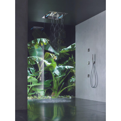 Hotbath Mate douche de tête encastrée 48x63cm rectangulaire avec cascade et éclairage LED twist chrome