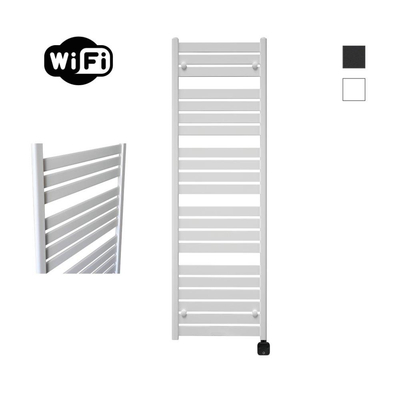 Sanicare HPW - Moda Elektrische Radiator - 160x60cm - 1159W - wifi - thermostaat - zwart - rechtsonder - mat wit