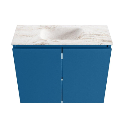 MONDIAZ TURE-DLUX Meuble de toilettes 60 cm Jeans. EDEN lavabo Frappe position milieu. Avec 1 trou de robinet.