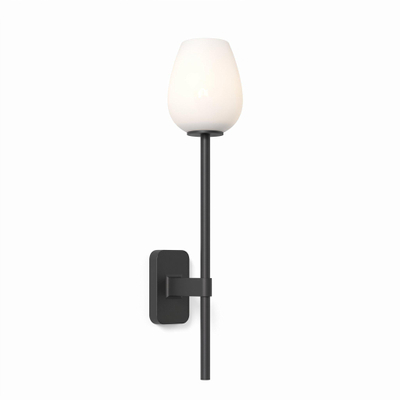 Astro Tacoma Single Grande Applique/Plafonnier - 230V - IP44 - ovale - verre blanc - noir mat
