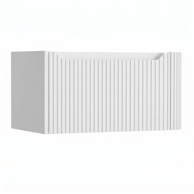 H&R Badmeubelen Juice Wastafelonderkast - 80x45x40cm - rechterhoek afgerond - 3D-front - 1 lade - geïntegreerde greep - wit hoogglans