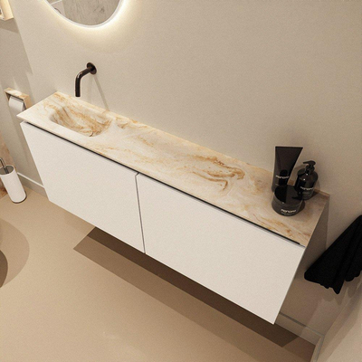 MONDIAZ TURE-DLUX Meuble WC 120 cm Talc. EDEN lavabo Frappe position gauche. Sans trou de robinet.