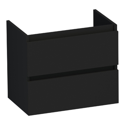 BRAUER Joy wastafelonderkast ondiep - 60x39x50cm - 2 softclose lades - greeploos - 1 sifon uitsparing - mat zwart