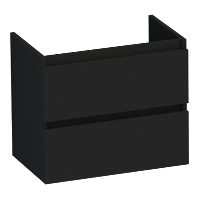BRAUER Solution Small Wastafelonderkast - 60x39x50cm - 2 softclose greeploze lades - 1 sifonuitsparing - MDF - mat zwart