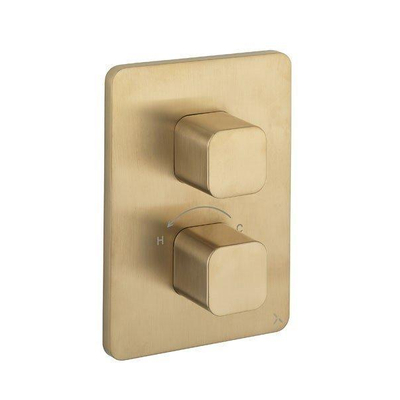 Crosswater Atoll Thermostatische Crossbox - inbouw - met afbouwdeel - 2 functies - geborsteld messing (goud)