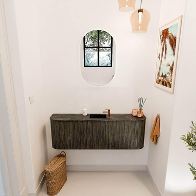 Mondiaz JOYA-DLUX Meuble de salle de bains 123,2cm - arrondi gauche et droite couleur Shadow - Vasque FAYE position Milieu 1 trou de robinet couleur Lava