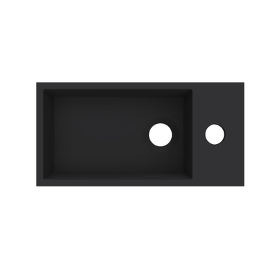 Arcqua Flair lave-mains - 36x18x9cm - marbre de synthèse - 1 trou de robinet - à droite - noir mat