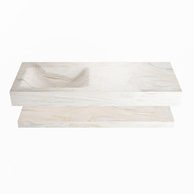 Mondiaz ALAN-DLUX Ensemble de meuble - 120cm - meuble Ostra mat - 0 tiroirs - Lavabo Cloud Ostra suspendu - vasque Gauche - 1 trou de robinet