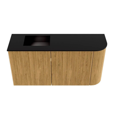 Mondiaz JOYA 81.6cm toiletmeubel - ronding rechts kleur Oak - Wastafel FAYE positie Links Zonder kraangat kleur Urban.