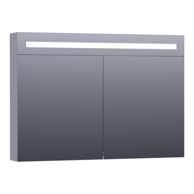 BRAUER Double Face Spiegelkast - 100x70x15cm - verlichting - geintegreerd - 2 links- rechtsdraaiende spiegeldeur - MDF - mat grijs