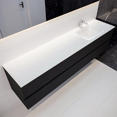 Mondiaz VICA ensemble de meuble de salle de bain - 200cm - meuble sous-vasque urbain - 4 tiroirs - lavabo nuage droite - 1 trou de robinet - miroir LED - version XL 60cm de haut