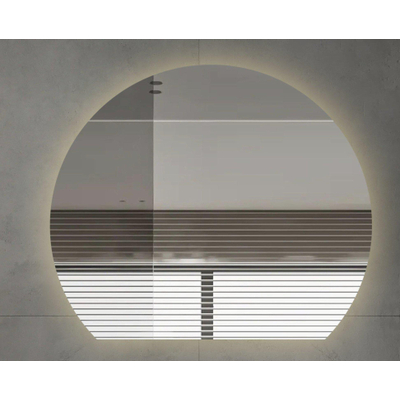 Saniclass Aura Miroir de salle de bains - 120x102cm - demi-circulaire - horizontal / vertical - éclairage LED indirect - chauffage miroir - infrarouge