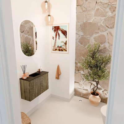 Mondiaz JOYA 60cm toiletmeubel - kleur Dusk - Wastafel FAYE positie Midden 1 kraangat kleur Urban.
