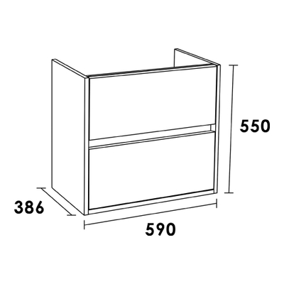 BRAUER Nexxt Meuble sous vasque 59x38.6x55cm 2 tiroirs 1 espace siphon sans poignées MFC G-Canyon