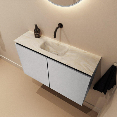 MONDIAZ TURE-DLUX 80cm toiletmeubel Plata. EDEN wastafel Ostra positie midden. Zonder kraangat.